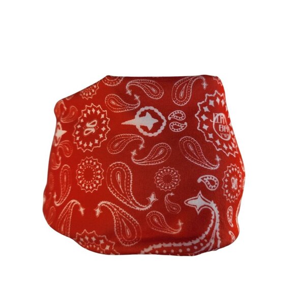 Red Paisley Print Bandana Headband/Neck Gaiter Multifunctional Unisex Accessory - Picture 5 of 8